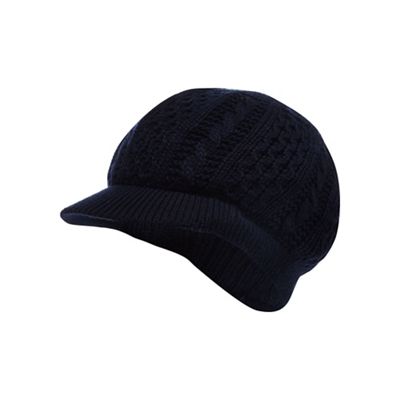 Navy baker boy knitted hat